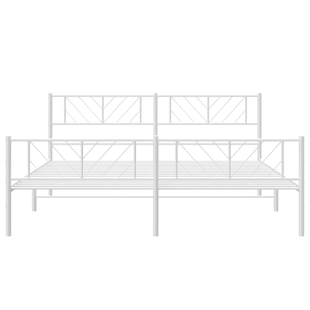 Sengeramme i metall med hode- og fotgavl hvit 180x200 cm vidaXL