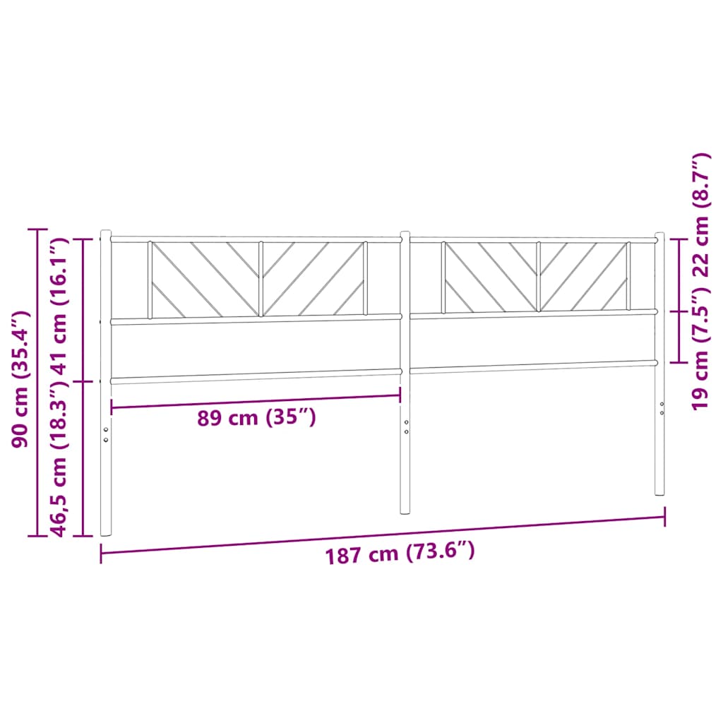 Utskiftbar sengegavl i metall hvit 180 cm