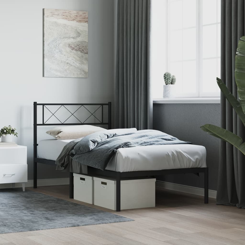 Sengeramme i metall med hodegavl svart 80x200 cm vidaXL