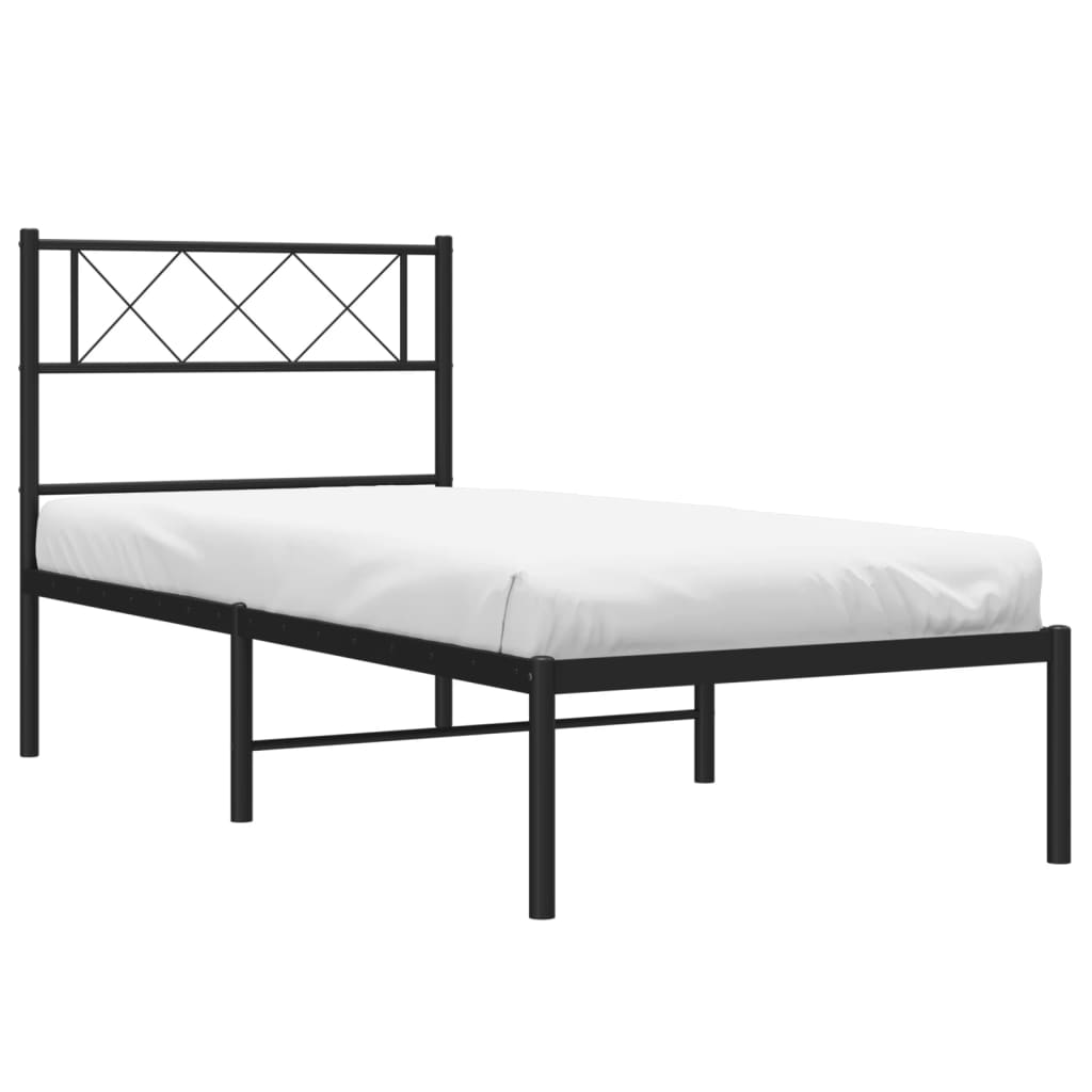 Sengeramme i metall med hodegavl svart 90x200 cm vidaXL