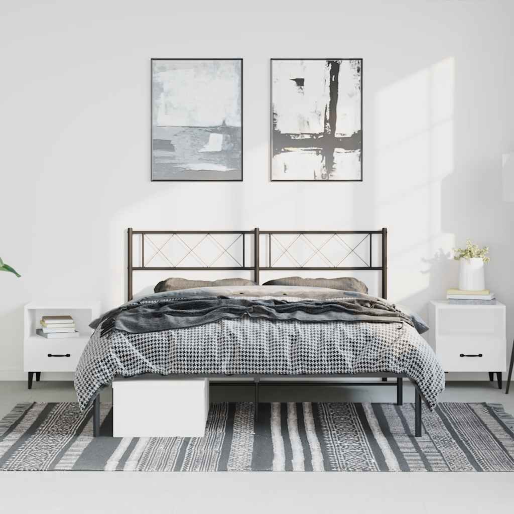 Sengeramme i metall med sengegavl svart 150x200 cm vidaXL