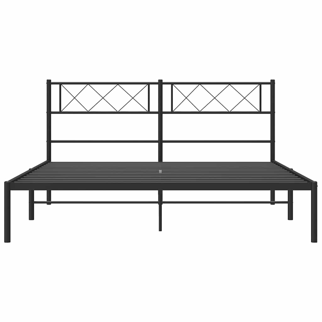 Sengeramme i metall med sengegavl svart 150x200 cm vidaXL