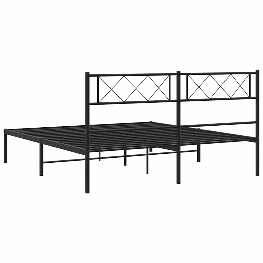 Sengeramme i metall med sengegavl svart 150x200 cm vidaXL