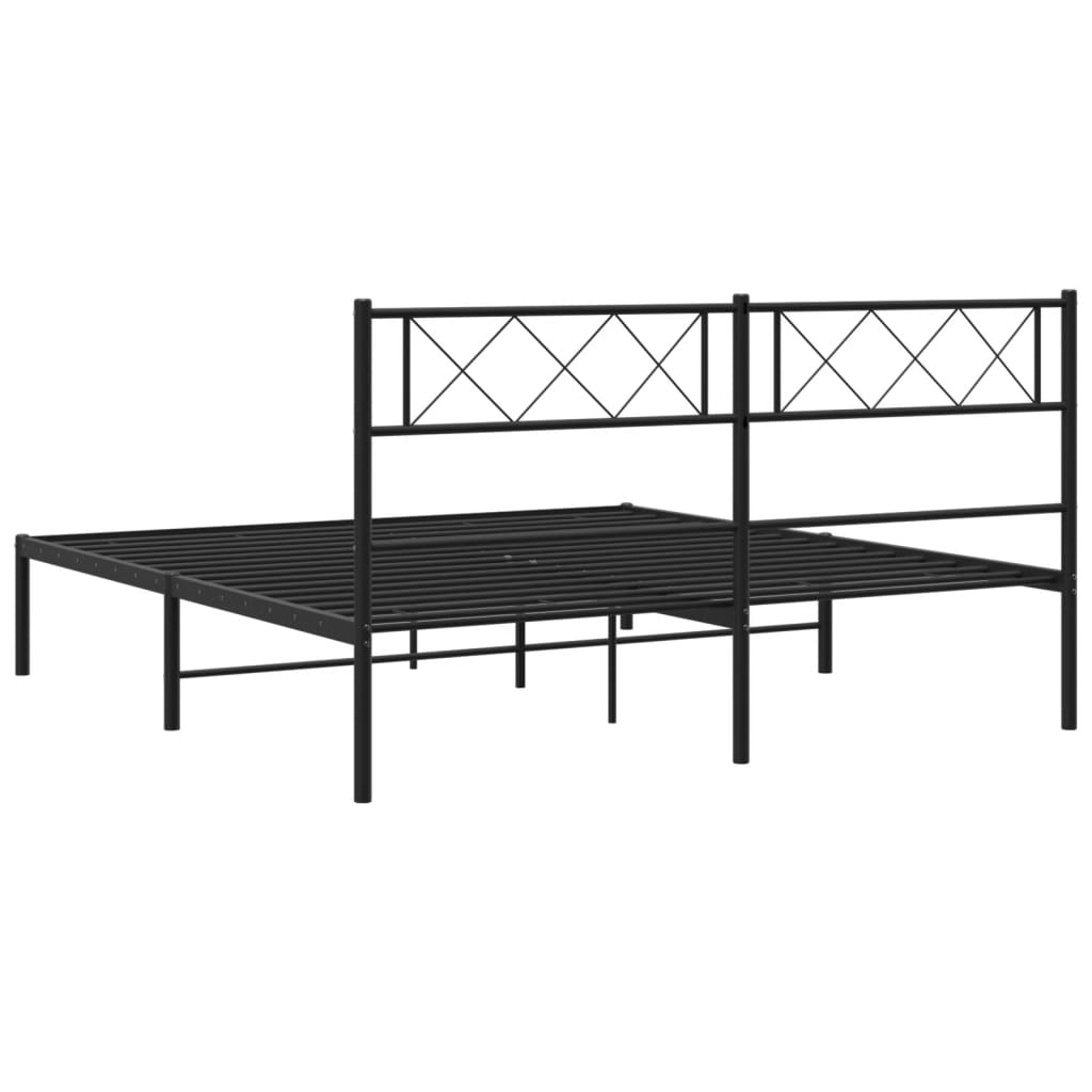 Sengeramme i metall med hodegavl svart 160x200 cm