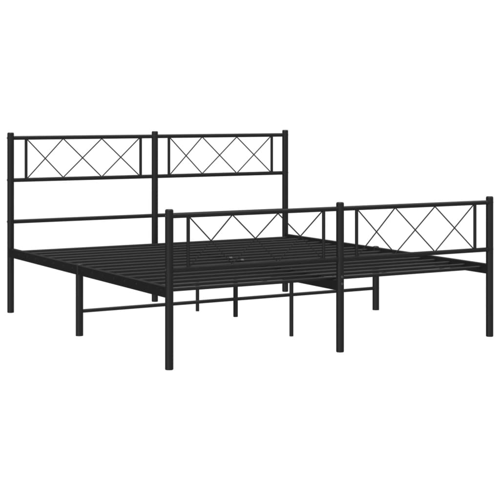 Sengeramme i metall med hode- og fotgavl svart 120x190 cm