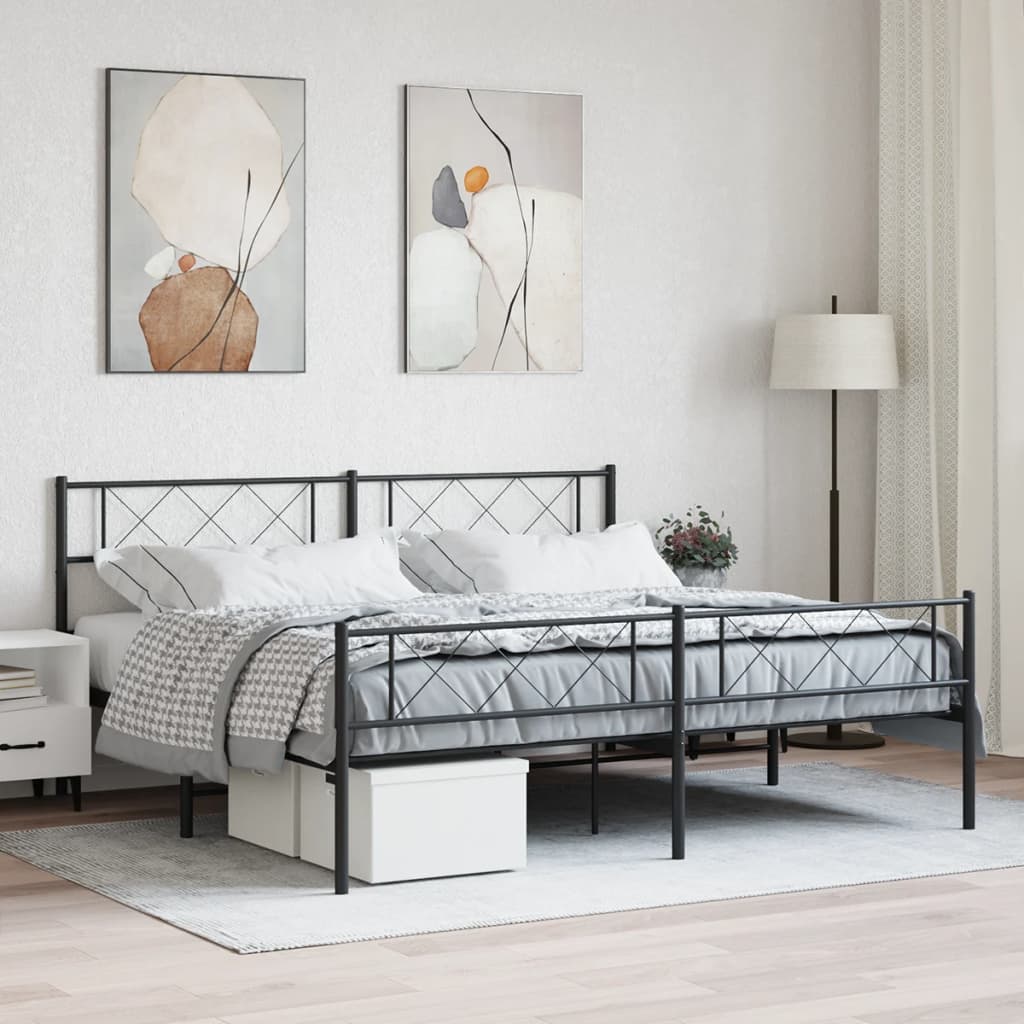 Sengeramme i metall uten madrass med fotgavl svart 180x200 cm vidaXL