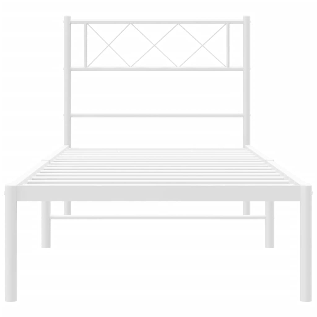 Sengeramme i metall med hodegavl hvit 80x200 cm vidaXL