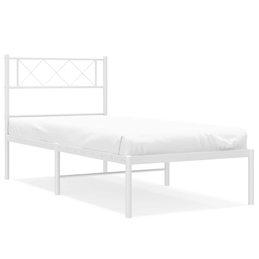 Sengeramme i metall med hodegavl hvit 100x190 cm vidaXL