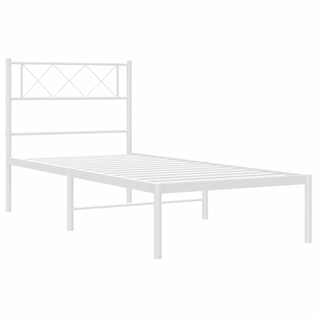 Sengeramme i metall med hodegavl hvit 100x190 cm vidaXL