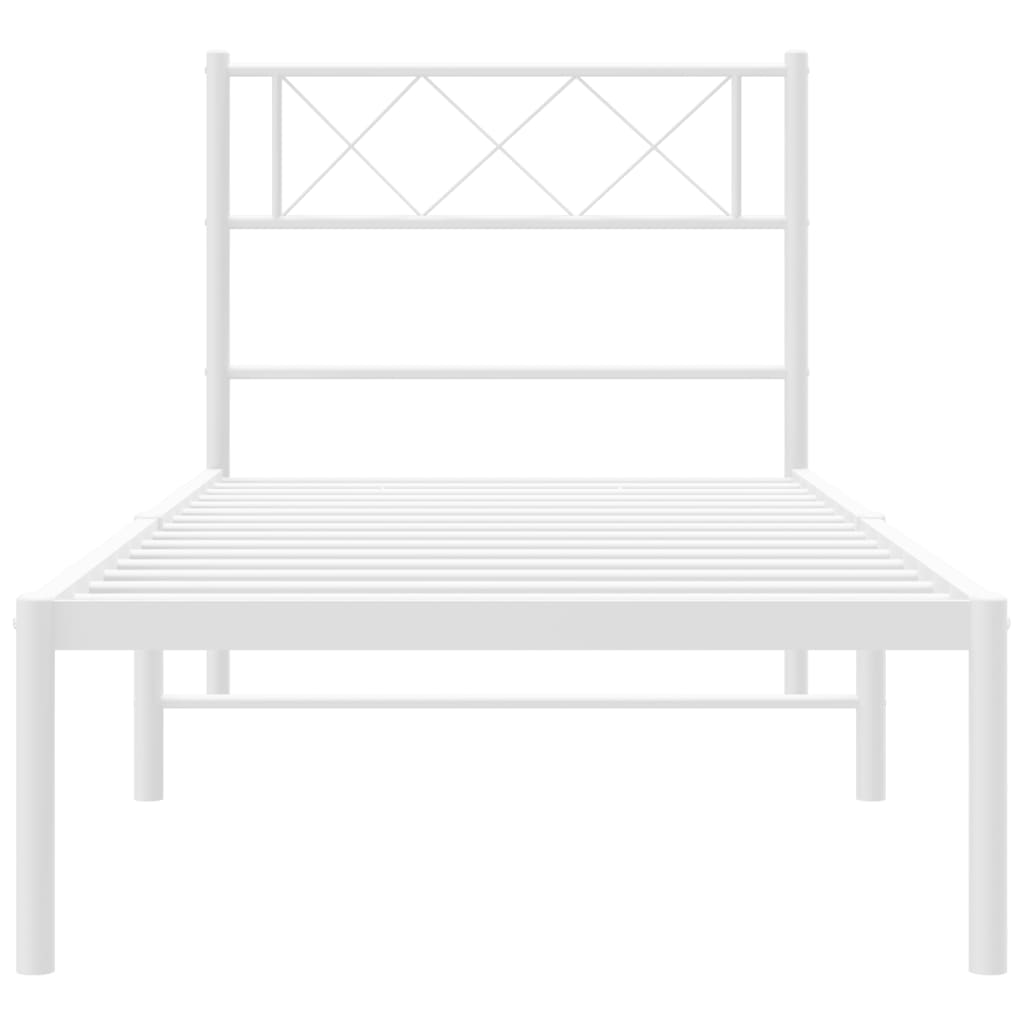 Sengeramme i metall med hodegavl hvit 107x203 cm