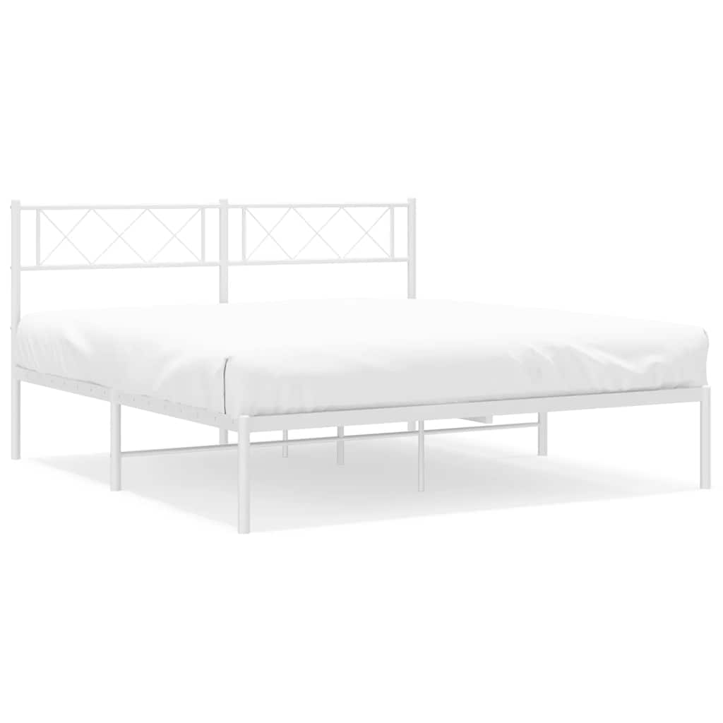 Sengeramme i metall med hodegavl hvit 135x190 cm