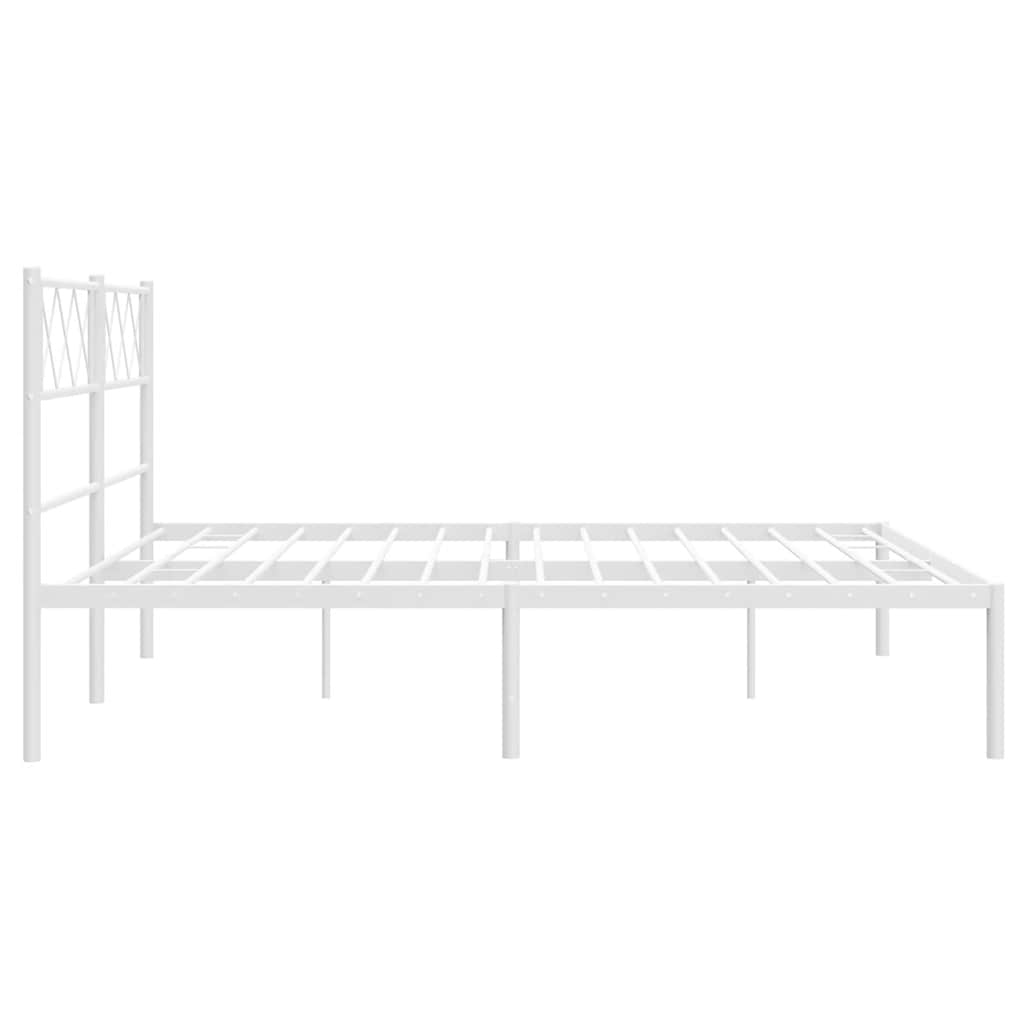 Sengeramme i metall med hodegavl hvit 135x190 cm
