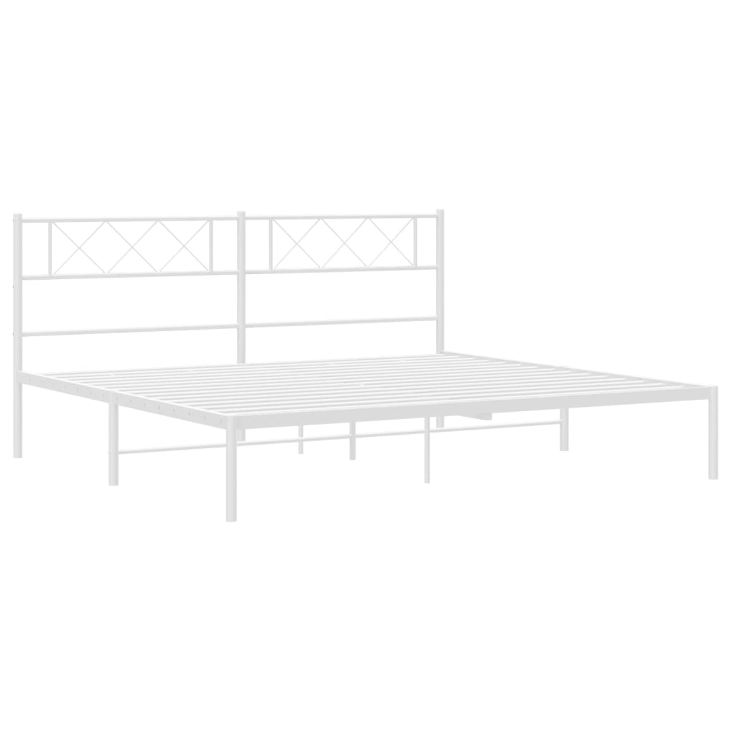 Sengeramme i metall med sengegavl hvit 160x200 cm