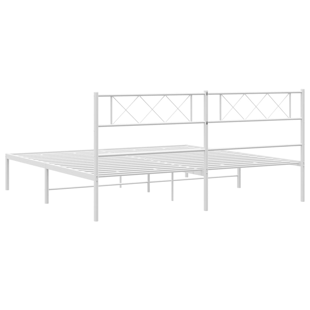 Sengeramme i metall med sengegavl hvit 160x200 cm