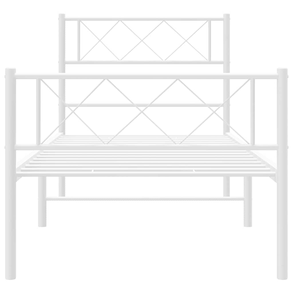 Sengeramme i metall med hode- og fotgavl hvit 100x200 cm