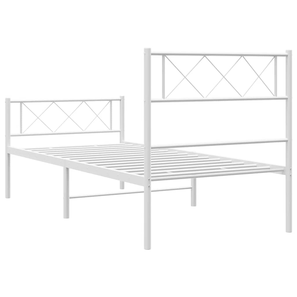 Sengeramme i metall med hode- og fotgavl hvit 100x200 cm