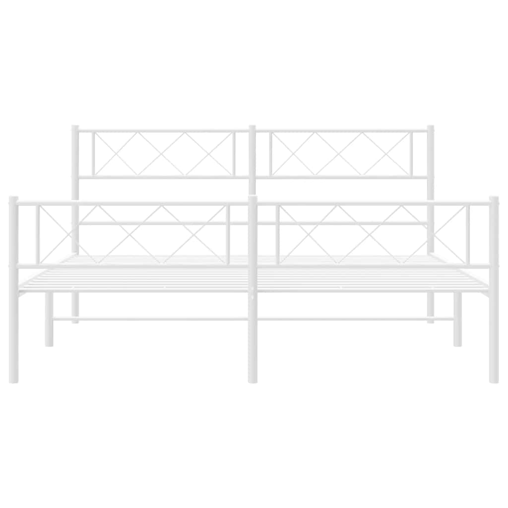 Sengeramme i metall med hode- og fotgavl hvit 150x200 cm