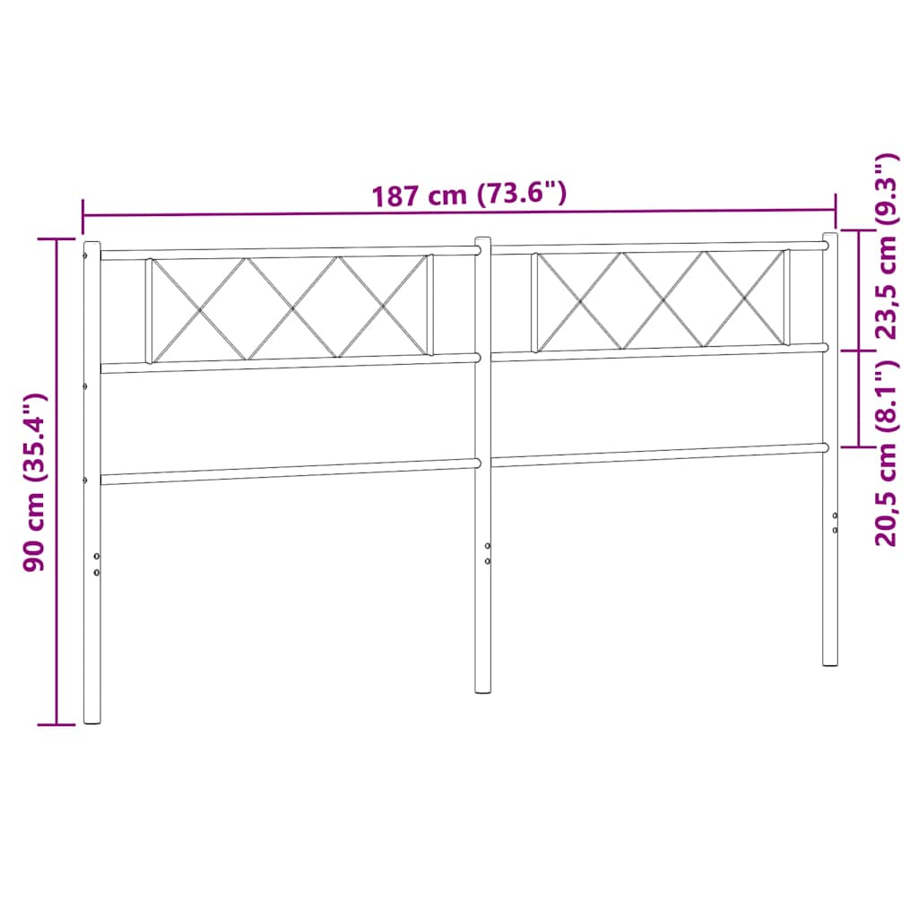 Utskiftbar sengegavl i metall hvit 180 cm