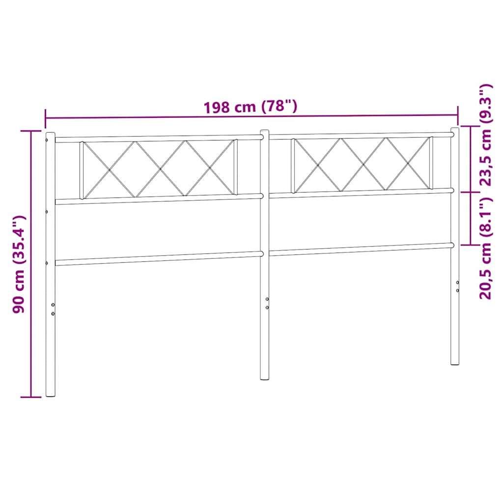 Utskiftbar sengegavl i metall hvit 193 cm