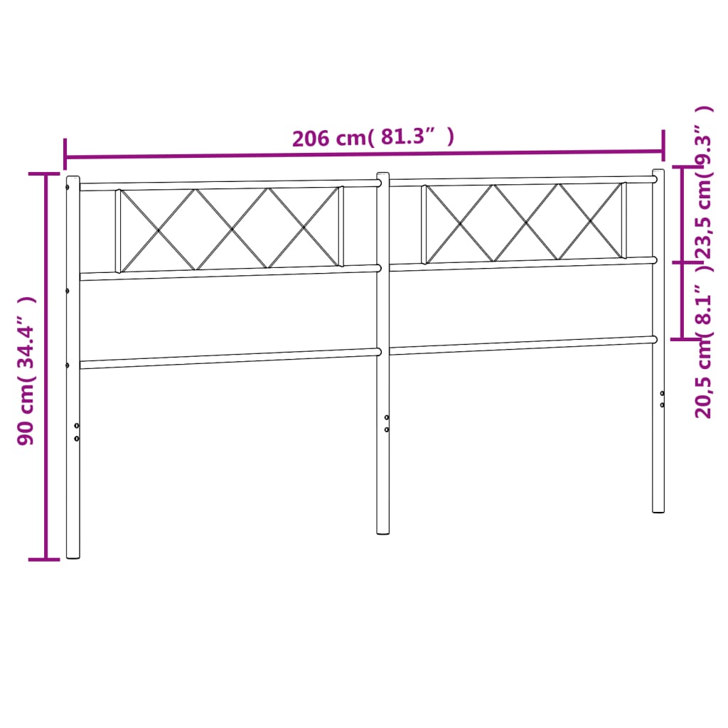 Utskiftbar sengegavl i metall hvit 200 cm