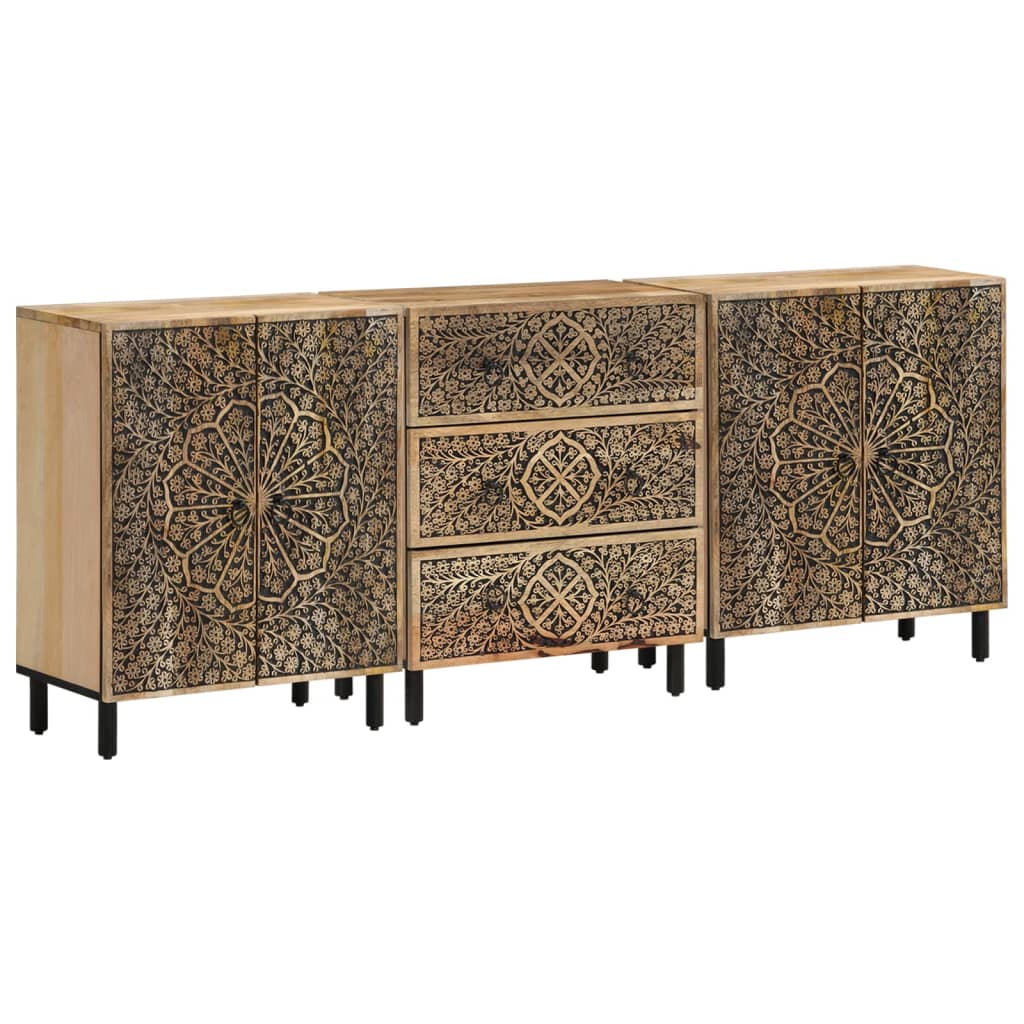 Sideskap 3 stk 60x33x75 cm heltre mango