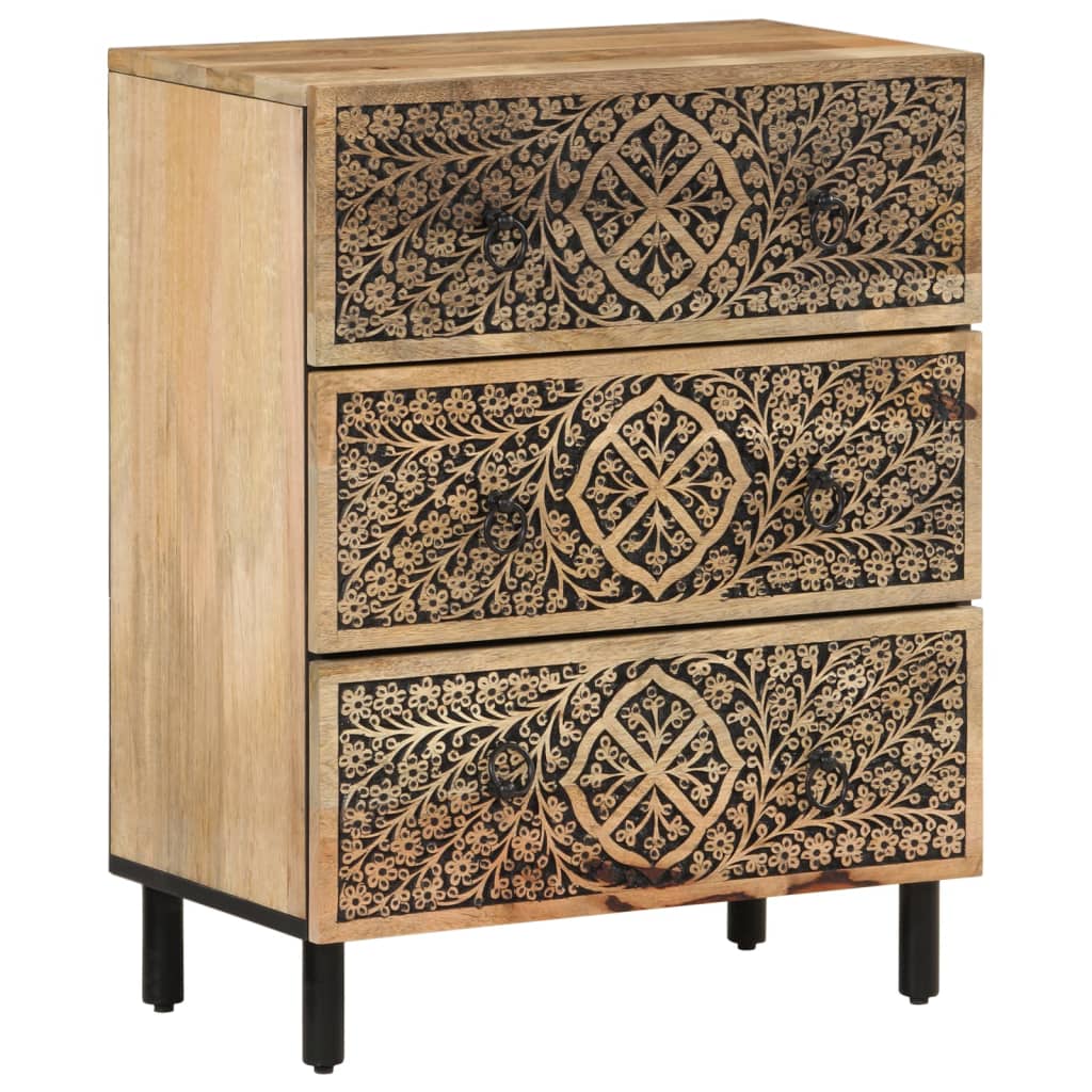 Sideskap 3 stk 60x33x75 cm heltre mango