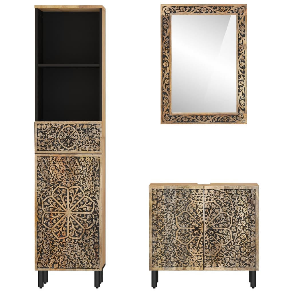 Baderomsskapsett 3 deler heltre mango