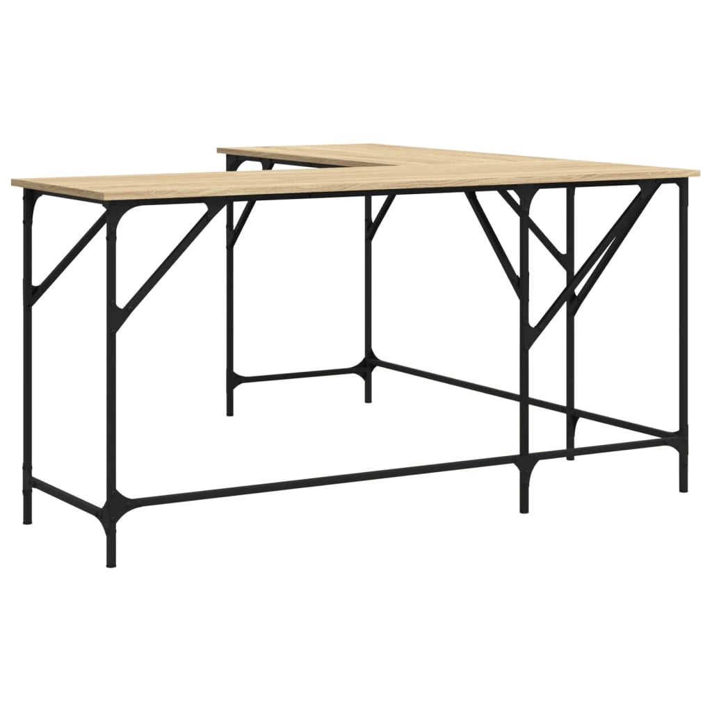Skrivebord sonoma eik 149x149x75 cm konstruert tre