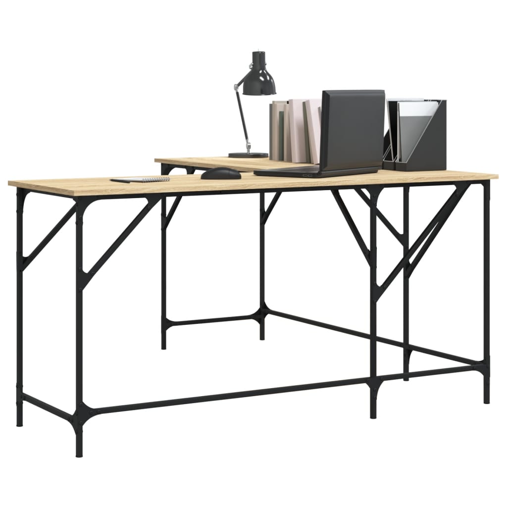 Skrivebord sonoma eik 149x149x75 cm konstruert tre