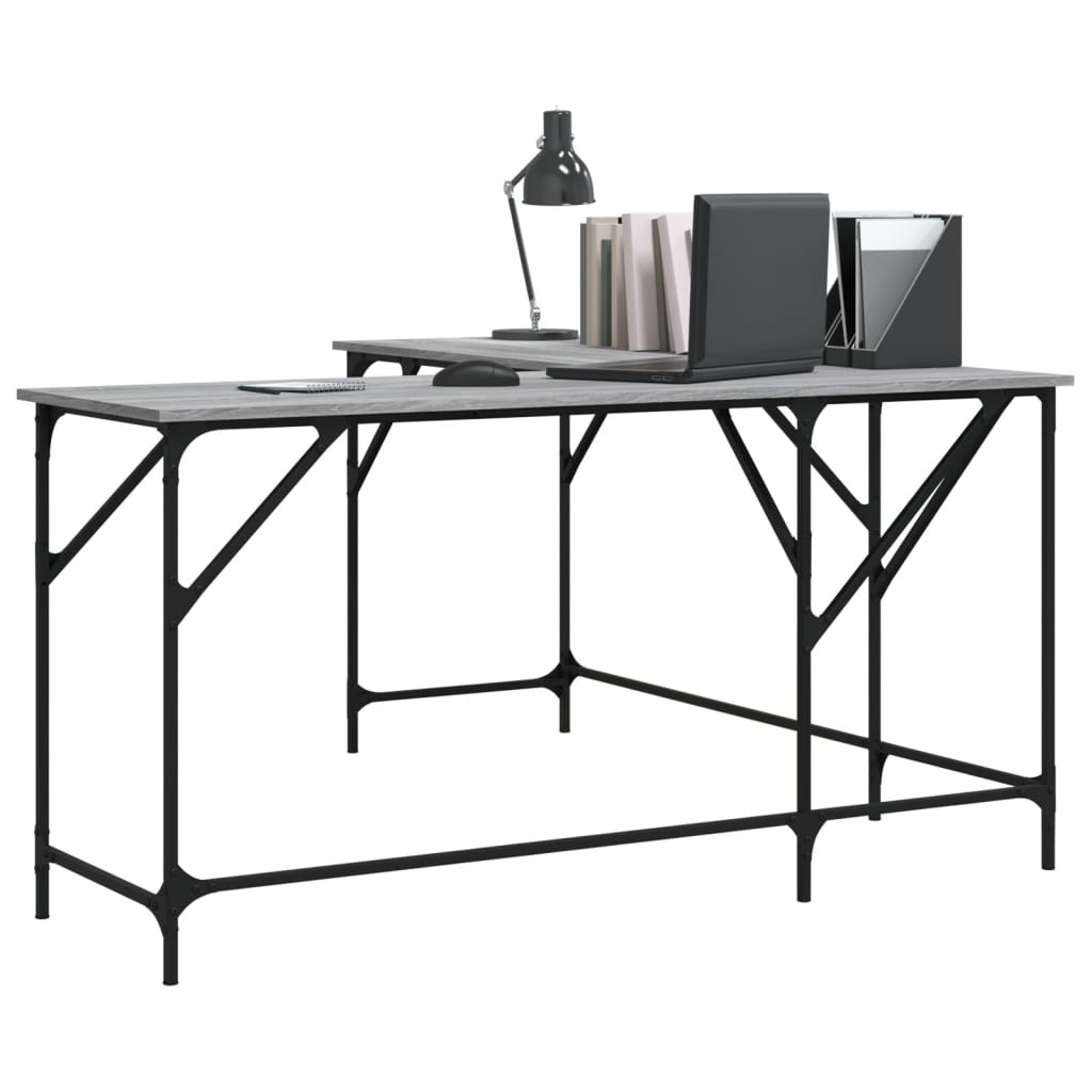 Skrivebord grå sonoma 149x149x75 cm konstruert tre