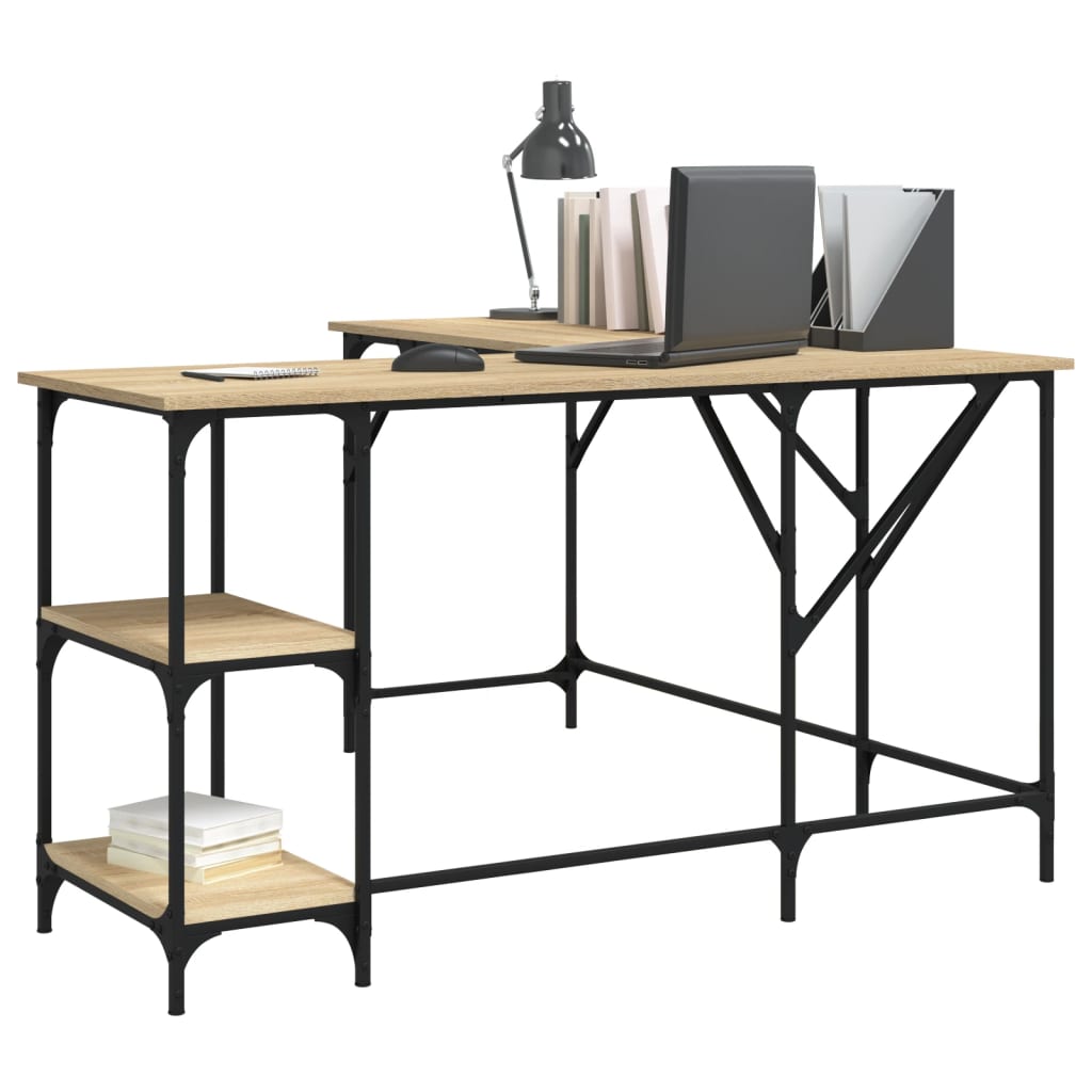 Skrivebord sonoma eik 139x139x75 cm konstruert tre