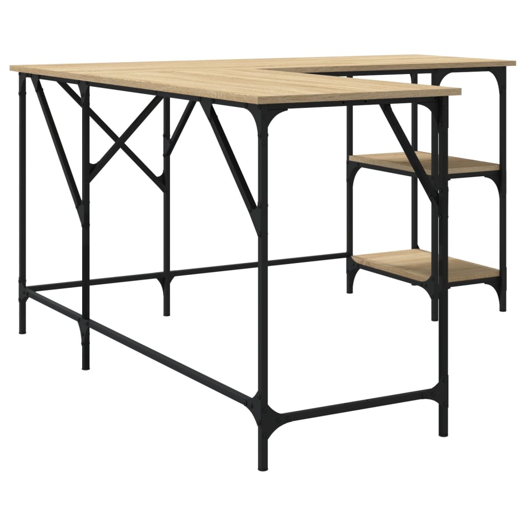 Skrivebord sonoma eik 139x139x75 cm konstruert tre