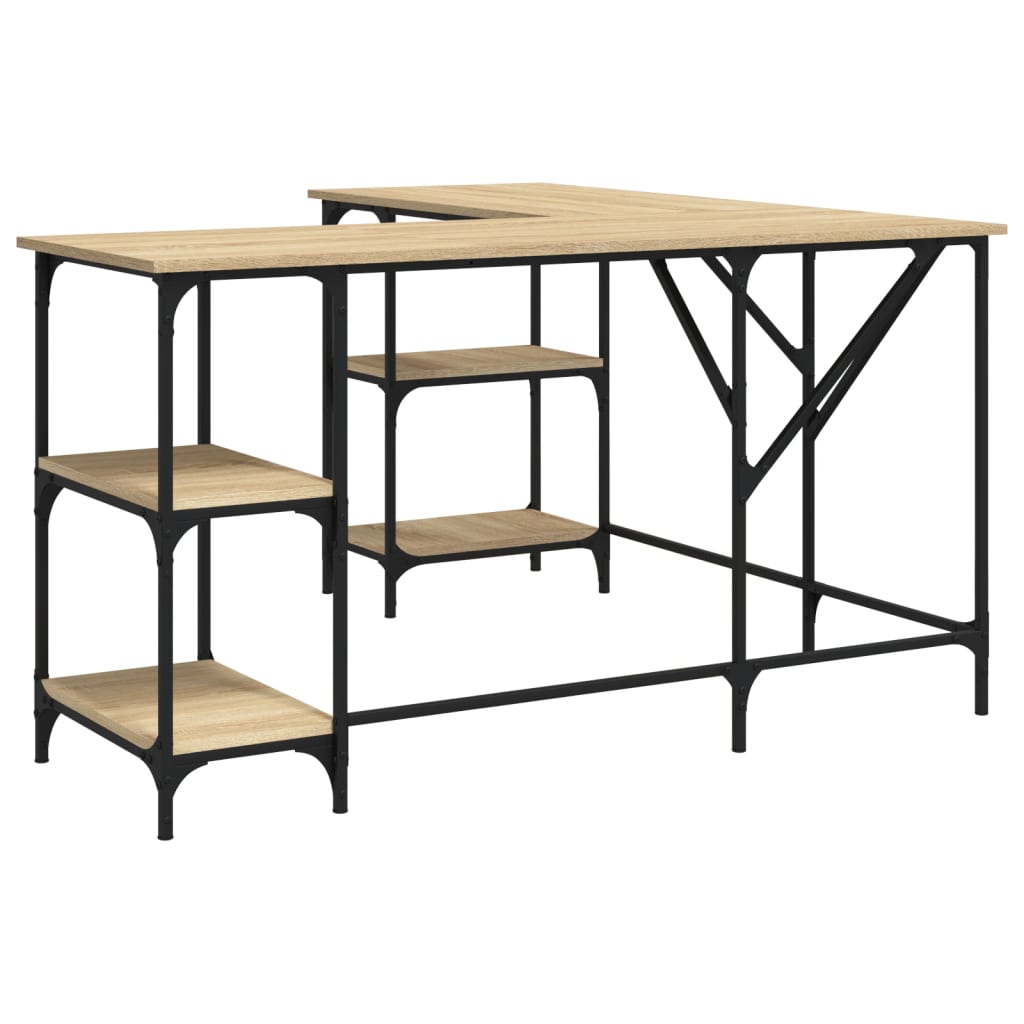 Skrivebord sonoma eik 139x139x75 cm konstruert tre