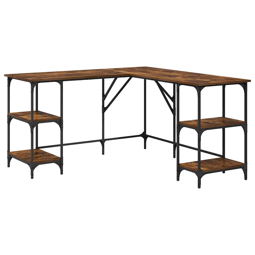 Skrivebord røkt eik 139x139x75 cm konstruert tre vidaXL
