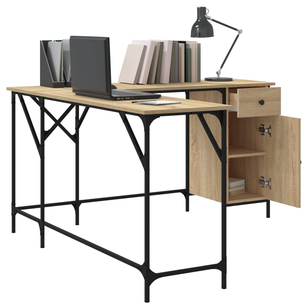 Skrivebord sonoma eik 141x141x75 cm konstruert tre