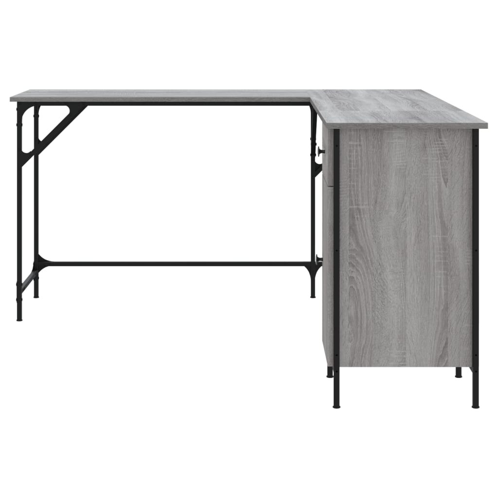 Skrivebord grå sonoma 141x141x75 cm konstruert tre