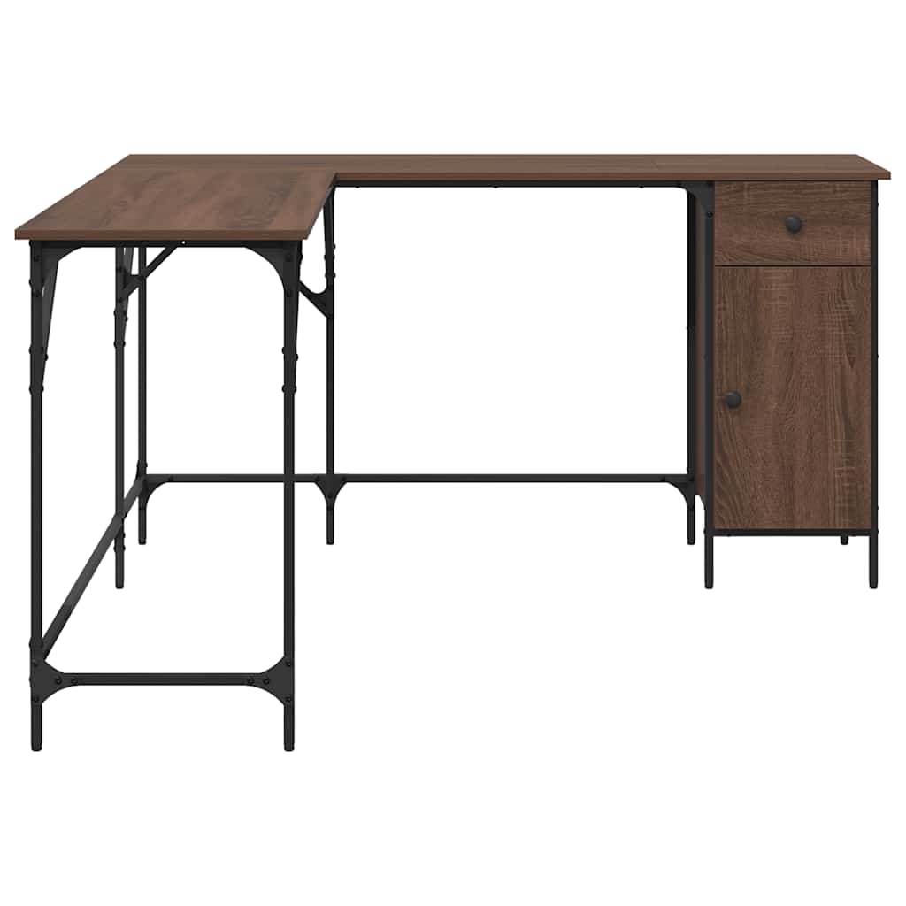 Skrivebord brun eik 141x141x75 cm konstruert tre