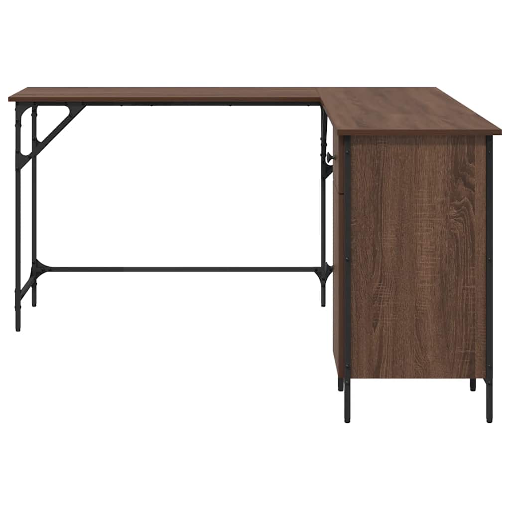 Skrivebord brun eik 141x141x75 cm konstruert tre