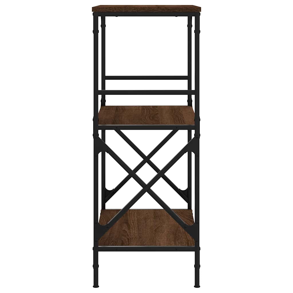 Bokhylle 3 etasjer brun eik 59x35x90,5 cm konstruert tre