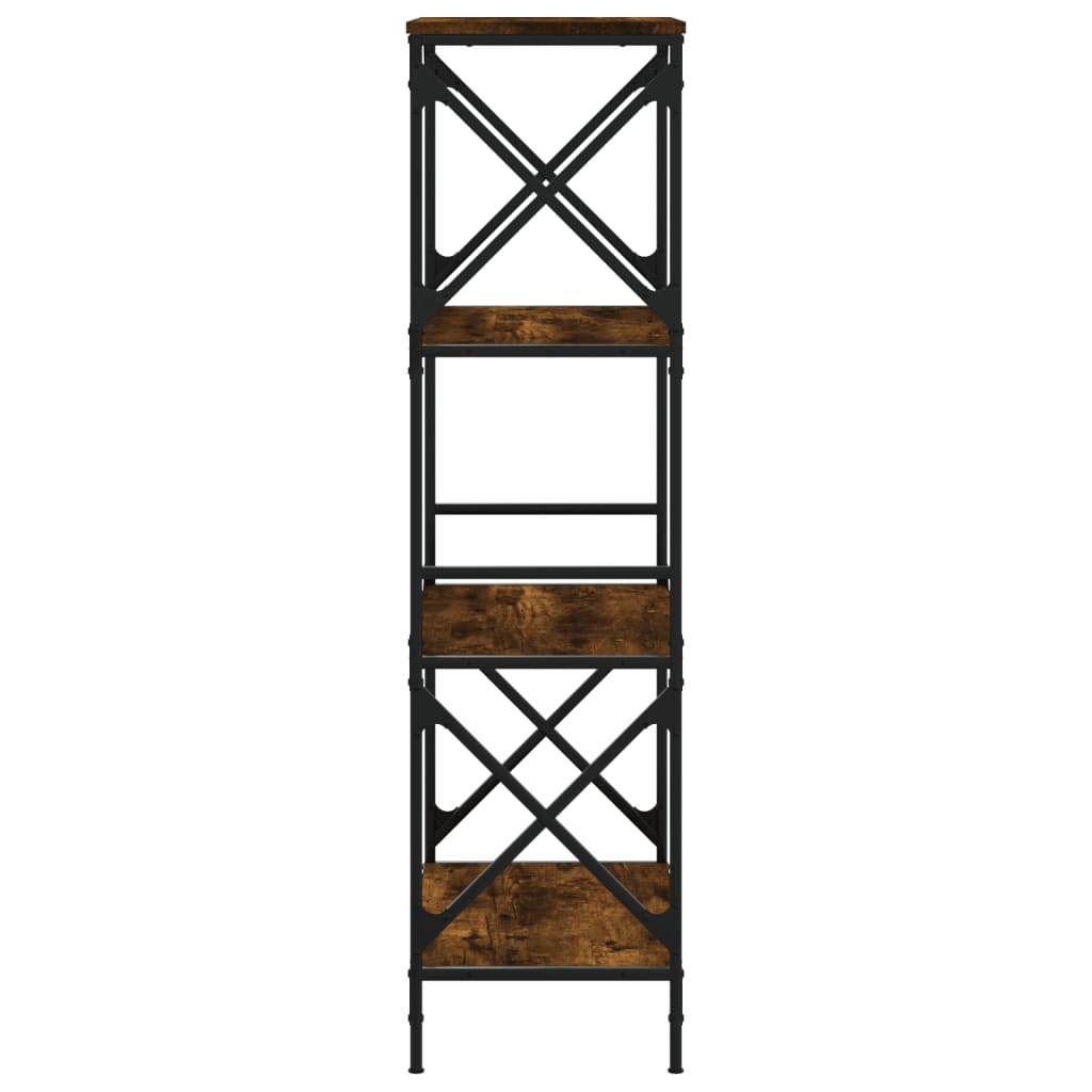 Bokhylle 4 etasjer røkt eik 59x35x132 cm konstruert tre