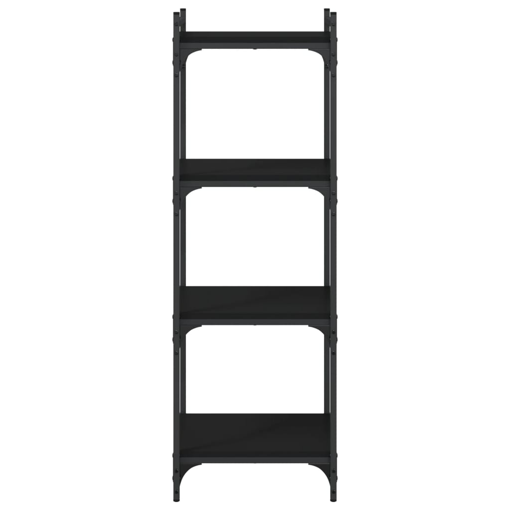 Bokhylle 4 etasjer svart 40x30x120 cm konstruert tre