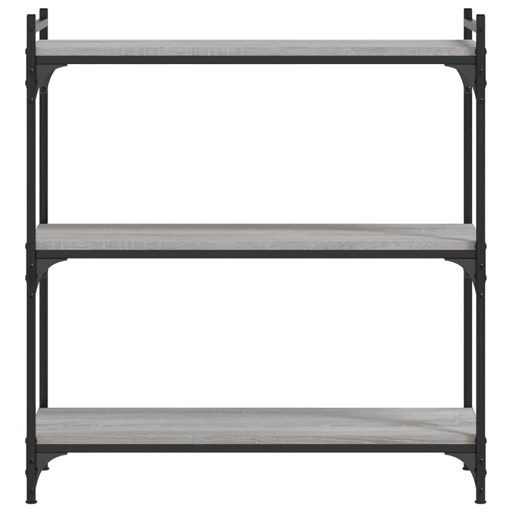 Bokhylle 3 etasjer grå sonoma 80x30x86 cm konstruert tre