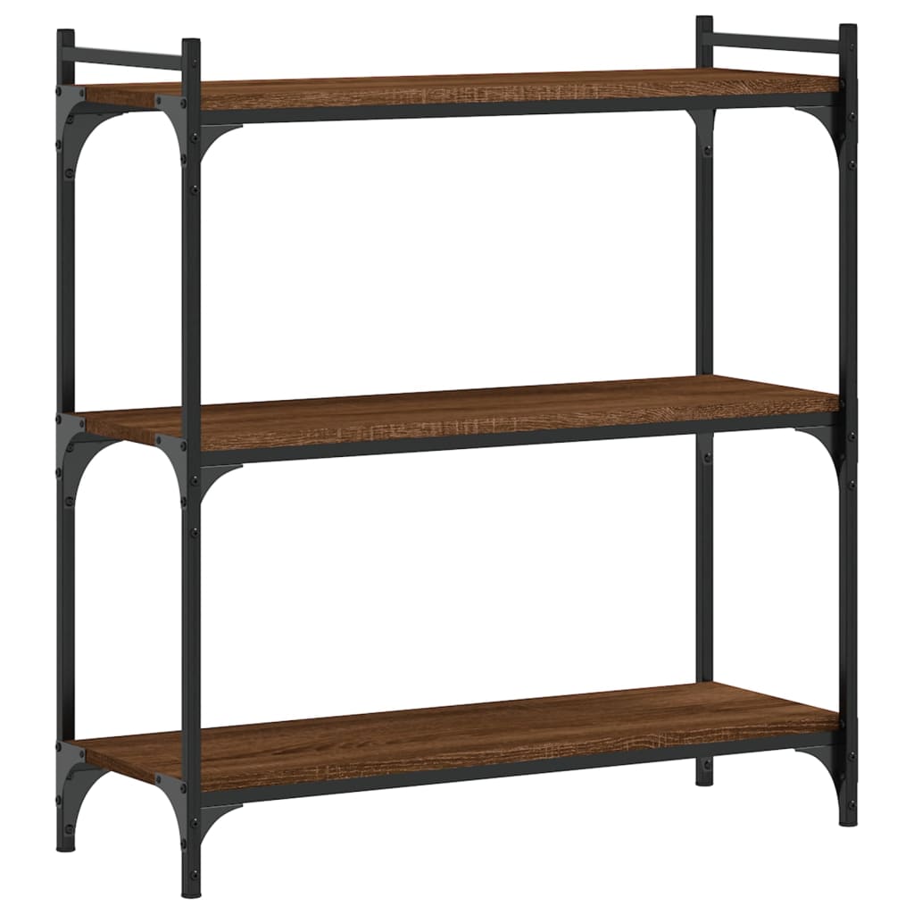 Bokhylle 3 etasjer brun eik 80x30x86 cm konstruert tre