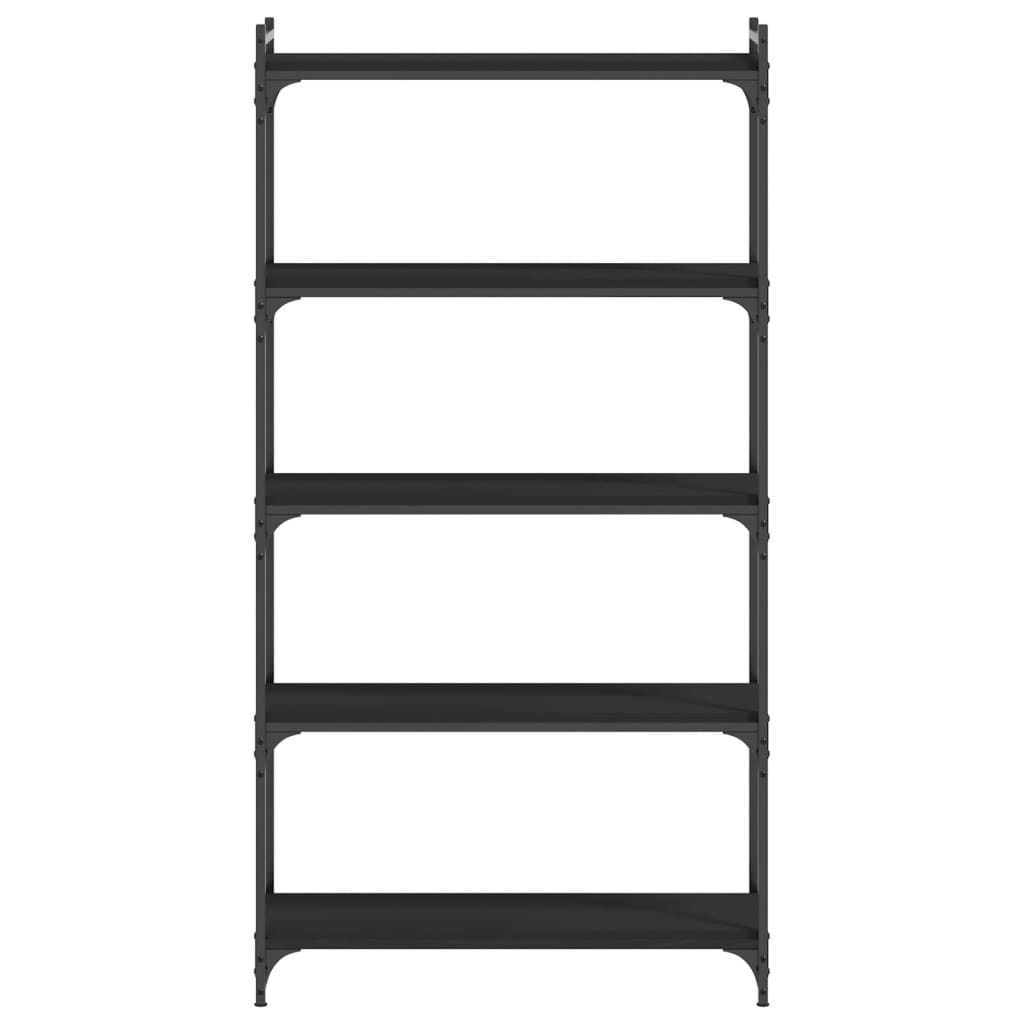 Bokhylle 5 etasjer svart 80x30x154 cm konstruert tre