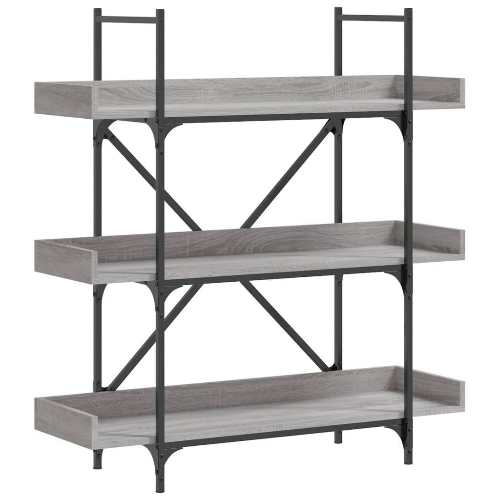 Bokhylle 3 etasjer grå sonoma 100x33x108,5 cm konstruert tre