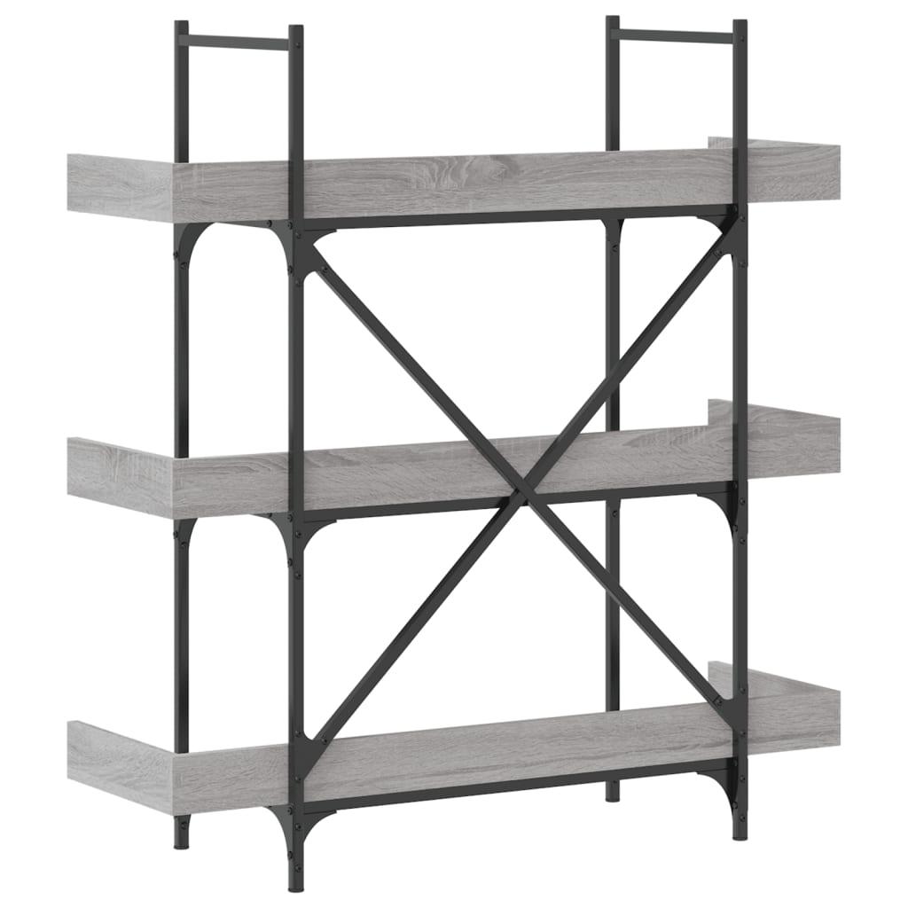 Bokhylle 3 etasjer grå sonoma 100x33x108,5 cm konstruert tre