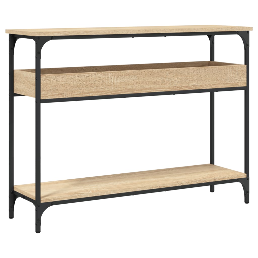 Konsollbord med hylle Sonoma eik 100x29x75cm konstruert tre