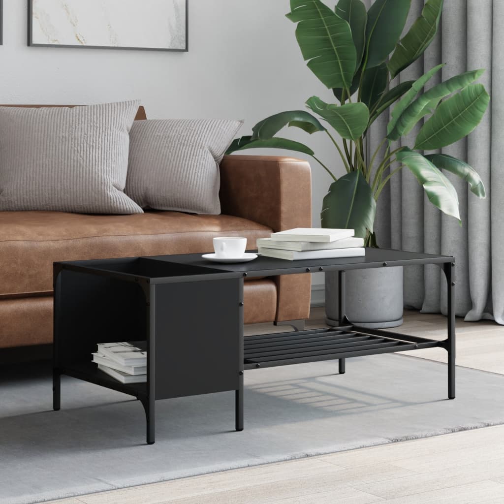 Salongbord med stativ svart 100x51x40 cm konstruert tre