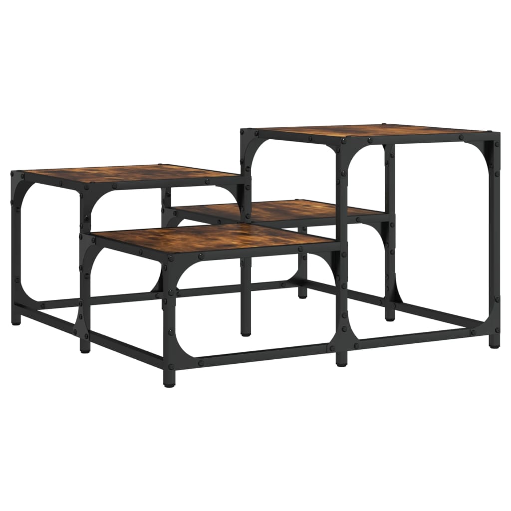 Salongbord røkt eik 68x68x40 cm konstruert tre