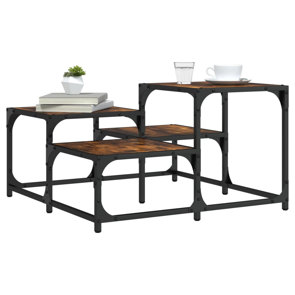 Salongbord røkt eik 68x68x40 cm konstruert tre